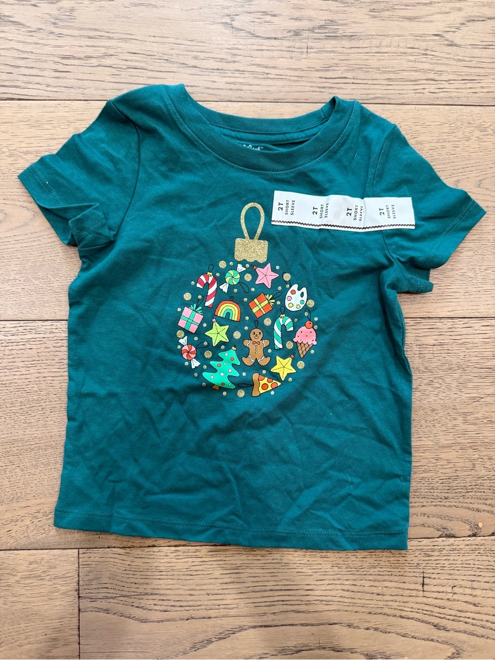 Cat & Jack Holiday Ornament Graphic T-Shirt – Teal – 2T